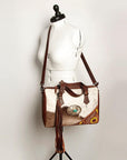 American Darling ADBGZ620 Briefcase Hand Tooled Hair-On Genuine Leather Women Bag Western Handbag Purse