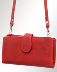 American Darling Wristlet Bag, Hand-Painted Genuine Leather, Western Vegetable Tanned Full Grain Leather Wallet Bag