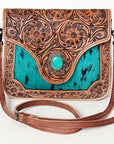 ADBG826E American Darling Hand Tooled Hair On Genuine Leather Women Bag Western Handbag Purse