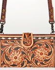 American Darling Small Cross body Bag Western Leather Hand Tooled Floral Carved Buck Stitched Genuine Leather 4.5x8