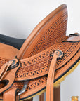 Western Ranch Roping Saddle With Light Antique Tan Leather And Durable Construction