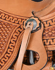 Western Ranch Roping Saddle With Light Antique Tan Leather And Durable Construction