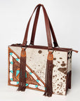 American Darling Hand Tooled Hair On Genuine Leather Women Bag Western Handbag Purse