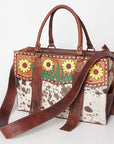 American Darling Tote Hand Tooled Hair On Genuine Leather Women Bag Western Handbag Purse