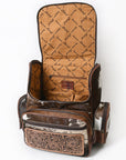 American Darling Backpack for Women, Hand Tooled Floral Leather, Hair-On Cowhide, Turquoise Concho, Genuine Western Leather