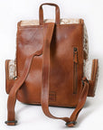 American Darling Backpack for Women, Hand Tooled Floral Leather, Hair-On Cowhide, Turquoise Concho, Genuine Western Leather