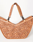 American Darling Tote Bag Western Leather Hand Tooled Floral Carved Full Grain Vegetable Tanned Genuine Leather 13x19