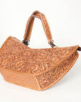 American Darling Tote Bag Western Leather Hand Tooled Floral Carved Full Grain Vegetable Tanned Genuine Leather 13x19