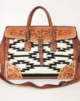 American Darling ADBG516 Duffel Hand Tooled Saddle Blanket Genuine Leather Women Bag Western Handbag Purse