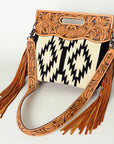 American Darling Clutch Hand Tooled Saddle Blanket Fabric Genuine Leather Western Women Bag Handbag Purse | Purses for Cute
