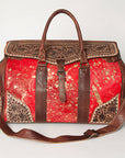 American Darling ADBG516 Duffel Hand Tooled Saddle Blanket Genuine Leather Women Bag Western Handbag Purse