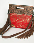 American Darling Clutch Hand Tooled Saddle Blanket Fabric Genuine Leather Western Women Bag Handbag Purse | Purses for Cute