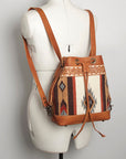 American Darling Bucket Bag for Women, Hand Tooled Floral Leather, Hand-Woven Saddle Blanket, Western Style Genuine Leather