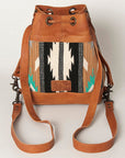 American Darling Bucket Bag for Women, Hand Tooled Floral Leather, Hand-Woven Saddle Blanket, Western Style Genuine Leather