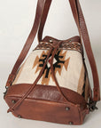 American Darling Bucket Bag for Women, Hand Tooled Floral Leather, Hand-Woven Saddle Blanket, Western Style Genuine Leather