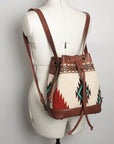 American Darling Bucket Bag for Women, Hand Tooled Floral Leather, Hand-Woven Saddle Blanket, Western Style Genuine Leather