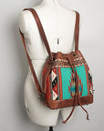American Darling Bucket Bag for Women, Hand Tooled Floral Leather, Hand-Woven Saddle Blanket, Western Style Genuine Leather
