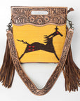 American Darling Clutch Hand Tooled Saddle Blanket Fabric Genuine Leather Western Women Bag Handbag Purse | Purses for Cute
