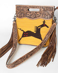 American Darling Clutch Hand Tooled Saddle Blanket Fabric Genuine Leather Western Women Bag Handbag Purse | Purses for Cute