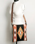 American Darling Large Cross body Bag for Women, Hand Tooled Floral Leather, Hand Woven Saddle Blanket, Genuine Leather Purse