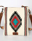 American Darling Large Cross body Bag for Women, Hand Tooled Floral Leather, Hand Woven Saddle Blanket, Genuine Leather Purse