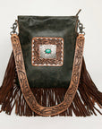 American Darling ADBGS192V Messenger Hand Tooled Hair On Genuine Leather Women Bag Western Handbag Purse