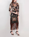 American Darling Messenger Hand Tooled Hair On Genuine Leather Western Women Bag Handbag Purse | Cute
