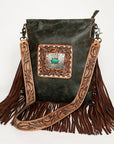 American Darling Messenger Hand Tooled Hair On Genuine Leather Western Women Bag Handbag Purse | Cute