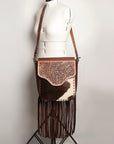 American Darling Cross Body Hand Tooled Hair On Genuine Leather Women Bag Western Handbag Purse