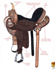 14 In Hilason Western Horse Treeless Trail Barrel American Leather Saddle Black