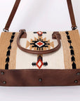 American Darling Tote Saddle Blanket Fabric Genuine Leather Western Women Bag Handbag Purse | for College Casual Travel Bags
