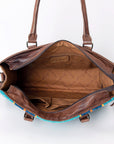 American Darling Tote Saddle Blanket Fabric Genuine Leather Western Women Bag Handbag Purse | for College Casual Travel Bags