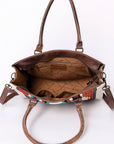 American Darling Tote Saddle Blanket Fabric Genuine Leather Western Women Bag Handbag Purse | for College Casual Travel Bags