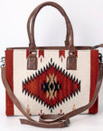 American Darling Tote Saddle Blanket Fabric Genuine Leather Western Women Bag Handbag Purse | for College Casual Travel Bags