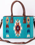 American Darling Tote Saddle Blanket Fabric Genuine Leather Western Women Bag Handbag Purse | for College Casual Travel Bags