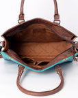American Darling Tote Saddle Blanket Fabric Genuine Leather Western Women Bag Handbag Purse | for College Casual Travel Bags