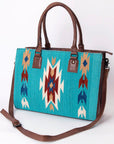 American Darling Tote Saddle Blanket Fabric Genuine Leather Western Women Bag Handbag Purse | for College Casual Travel Bags