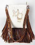 American Darling Messenger Hand Tooled Hair On Genuine Leather Western Women Bag Handbag Purse | Cute