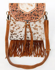 American Darling Messenger Hand Tooled Hair On Genuine Leather Women Bag Western Handbag Purse