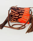 American Darling Western Small Crossbody Bag – Genuine Hair-On Cowhide Leather with Fringes, Adjustable Strap, Handcrafted in Texas