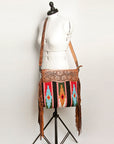 American Darling ADBGZ563A Signature Crossbody Hand Tooled Saddle Blanket Genuine Leather women bag western handbag purse
