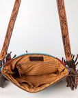 American Darling ADBGZ564A Signature Crossbody Hand Tooled Saddle Blanket Genuine Leather women bag western handbag purse