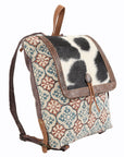 OHLAY KB111 Backpack Hand Tooled Upcycled Canvas Hair-On Genuine Leather women bag western handbag purse