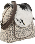 Ohlay Bags KB114 Backpack Upcycled Canvas Hair-On Genuine Leather Women Bag Western Handbag Purse