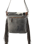 OHLAY KB117 Cross Body Upcycled Wool Upcycled Canvas Embossed Hair-On Genuine Leather women bag western handbag purse