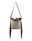 OHLAY KB117 Cross Body Upcycled Wool Upcycled Canvas Embossed Hair-On Genuine Leather women bag western handbag purse