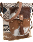 OHLAY MESSENGER Upcycled Wool Upcycled Canvas Hair-on Genuine Leather women bag western handbag purse