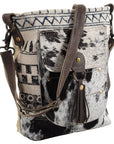OHLAY MESSENGER Upcycled Wool Upcycled Canvas Hair-on Genuine Leather women bag western handbag purse