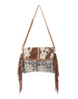 OHLAY KB162 Cross Body Upcycled Canvas Hair-On Genuine Leather women bag western handbag purse