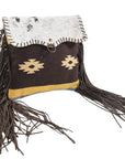 OHLAY Cross Body Upcycled Wool Canvas Embossed Hair-On Genuine Leather Women Bag Western Handbag Purse Womens Handbags